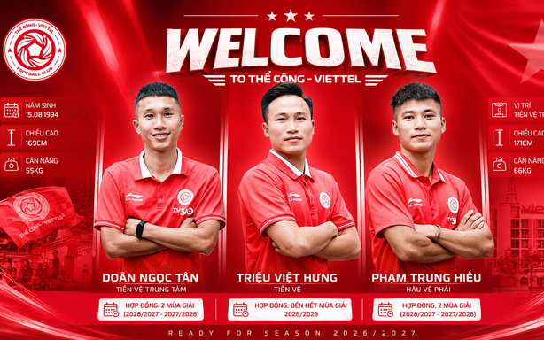 Á quân V-League công bố cùng lúc ba tân binh