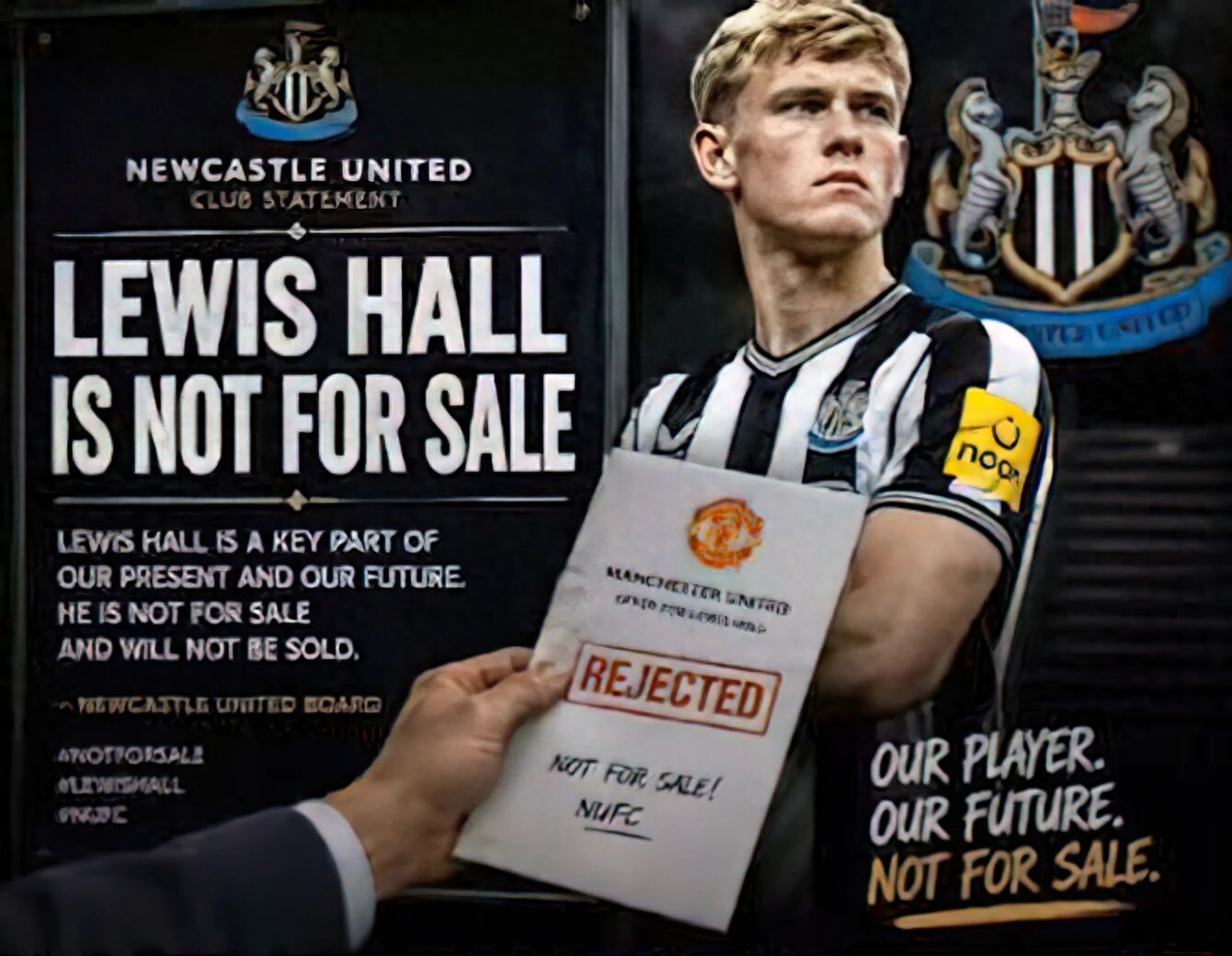 Manchester United có thể ký hợp đồng với hậu vệ trái từng dự World Cup với giá 30 triệu bảng! Newcastle từ chối bán Hall với giá 60 triệu, muốn mua thì phải trả giá cao ngất ngưởng.