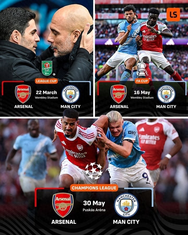 Cuộc đua giữa thầy và trò! Arsenal &amp; Man City có thể tranh chức vô địch trong 3 giải đấu cup vào cuối mùa giải này
