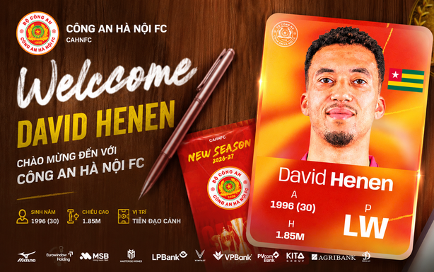 CLB CAHN tăng cường lực lượng với tiền đạo David Henen