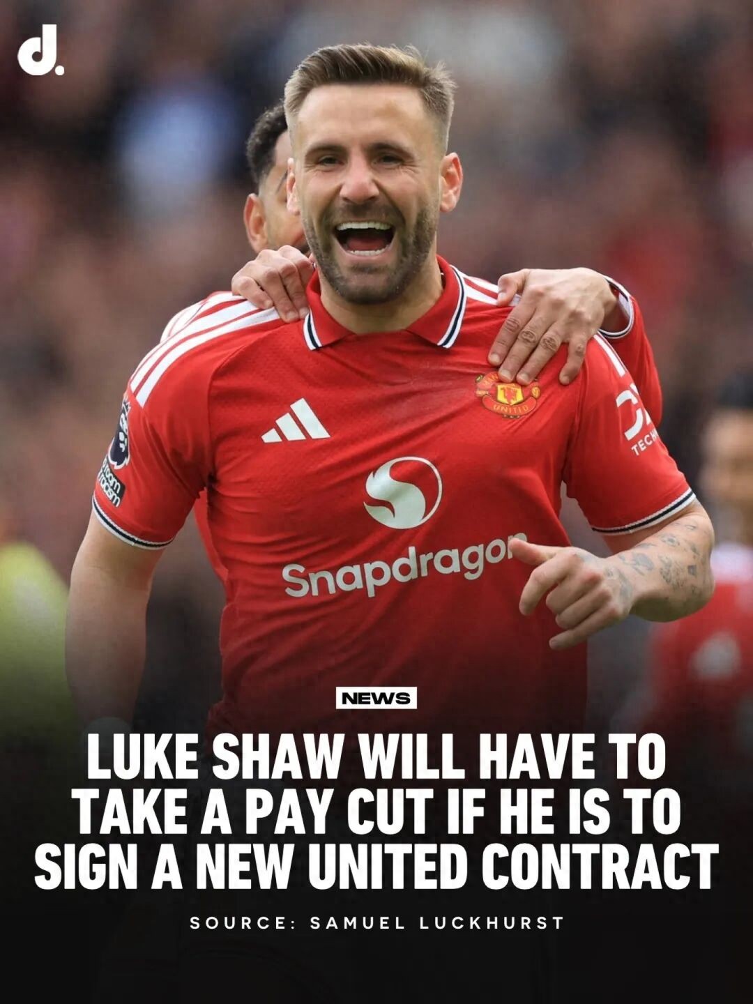 Luke Shaw được dự đoán sẽ gia hạn hợp đồng với Manchester United với mức lương giảm, tương tự như Harry Maguire! Cầu thủ trẻ trị giá 6 triệu bảng vì thế chắc chắn sẽ bị thanh lý.